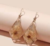 Flower Design Geometric Drop Earrings