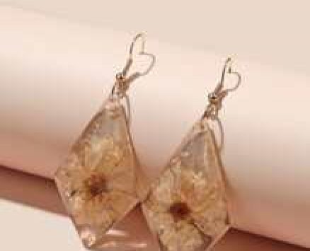 Flower Design Geometric Drop Earrings