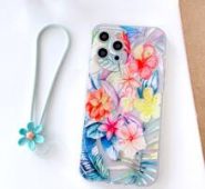 Flower Painted Phone Case With Lanyard