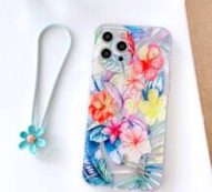Flower Painted Phone Case With Lanyard