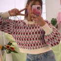 Flower Pattern Bishop Sleeve Sweater