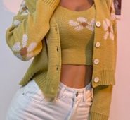 Flower Pattern Cami Top & Button Up Cardigan