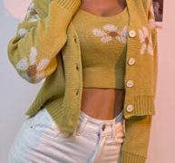 Flower Pattern Cami Top & Button Up Cardigan