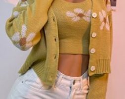 Flower Pattern Cami Top & Button Up Cardigan