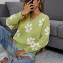 Flower Pattern Drop Shoulder Sweater