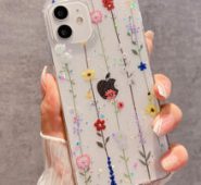 Flower Pattern Glitter Phone Case