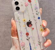 Flower Pattern Glitter Phone Case