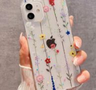 Flower Pattern Glitter Phone Case