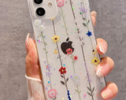 Flower Pattern Glitter Phone Case