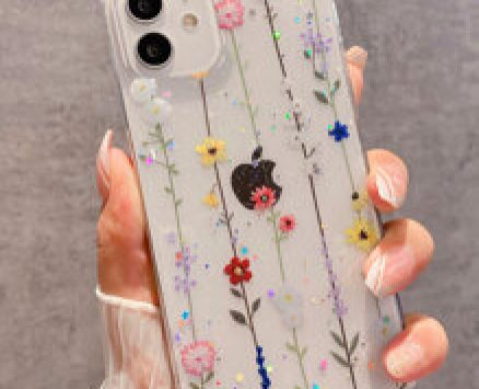 Flower Pattern Glitter Phone Case