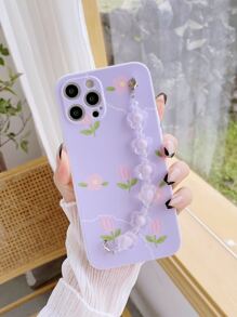 Flower Pattern Hand Strap Phone Case