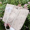 Flower Pattern Straw Tote Bag