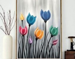 Flower Print DIY Diamond Unframed Painting