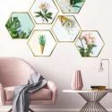 Flower Print Hexagon Wall Sticker