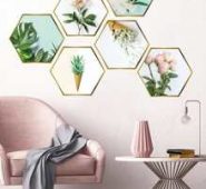 Flower Print Hexagon Wall Sticker