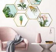Flower Print Hexagon Wall Sticker