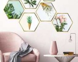 Flower Print Hexagon Wall Sticker
