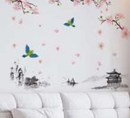 Flower & Bird Print Wall Sticker