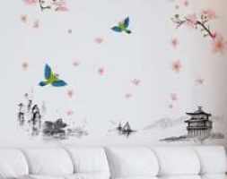 Flower & Bird Print Wall Sticker