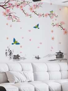 Flower & Bird Print Wall Sticker