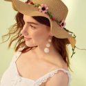 Flower & Cherry Decor Bow Knot Floppy Hat