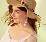 Flower & Cherry Decor Bow Knot Floppy Hat