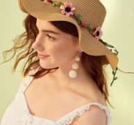Flower & Cherry Decor Bow Knot Floppy Hat
