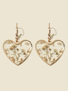 Flower & Heart Drop Earrings