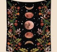 Flower & Moon Print Tapestry