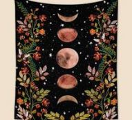 Flower & Moon Print Tapestry