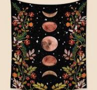 Flower & Moon Print Tapestry