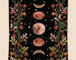 Flower & Moon Print Tapestry