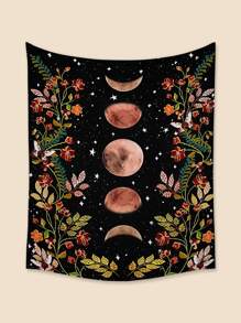 Flower & Moon Print Tapestry