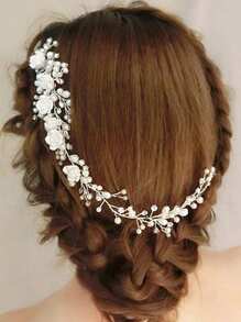 Flower & Pearl Design Hair Comb