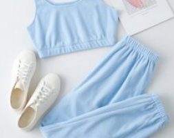 Fluffy Crop Tank Top & Joggers