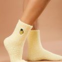 Fluffy Lemon Embroidery Crew Socks