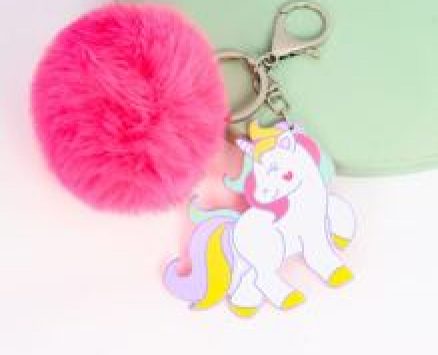 Fluffy Pom Pom Charm Keychain