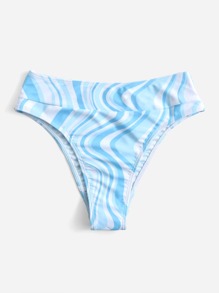 Fluid Pattern High Waisted Bikini Bottom