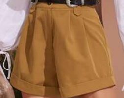 Fold Pleated Cuffed Shorts Without Belt