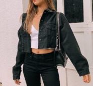 Frayed Cropped Denim Trucker Jacket