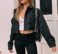 Frayed Cropped Denim Trucker Jacket