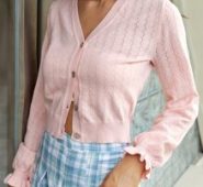 Frill Cuff Button Front Cardigan