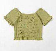 Frill Trim Crop Knit Top