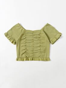 Frill Trim Crop Knit Top