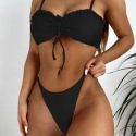 Frill Trim Drawstring Bikini Swimsuit