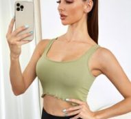 Frill Trim Rib Knit Sports Tank