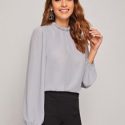 Frilled Neck Bishop Sleeve Blouse