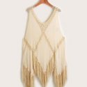 Fringe Hem Hollow-out Crochet Cover Up