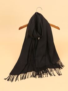 Fringe Hem Solid Scarf