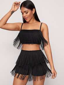 Fringe Overlay Cami Top & Shorts